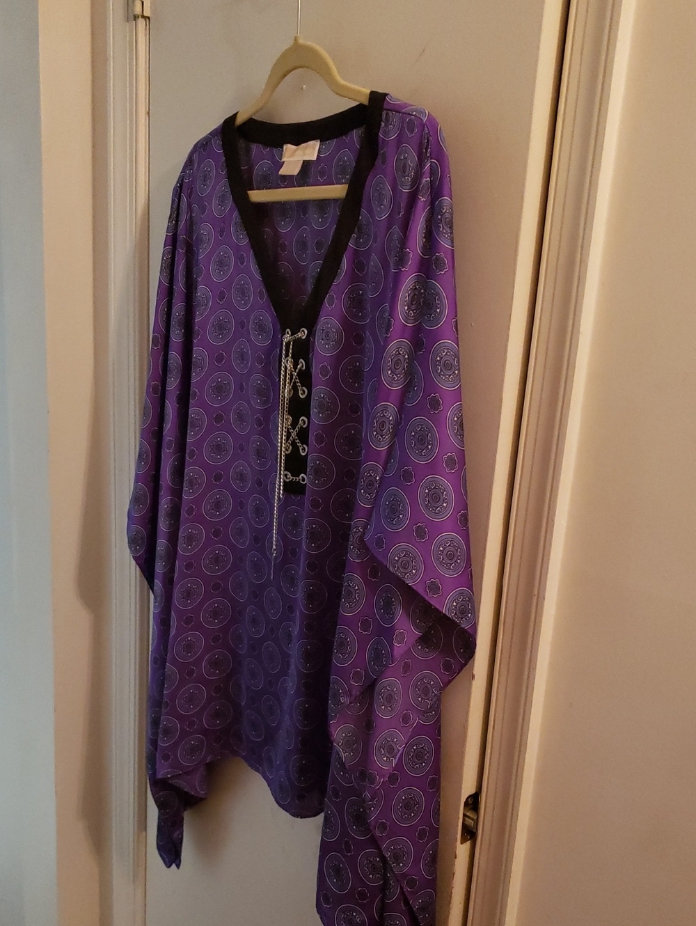 Michael Kors Purple and Black Patterned Tunic with Silver Accent